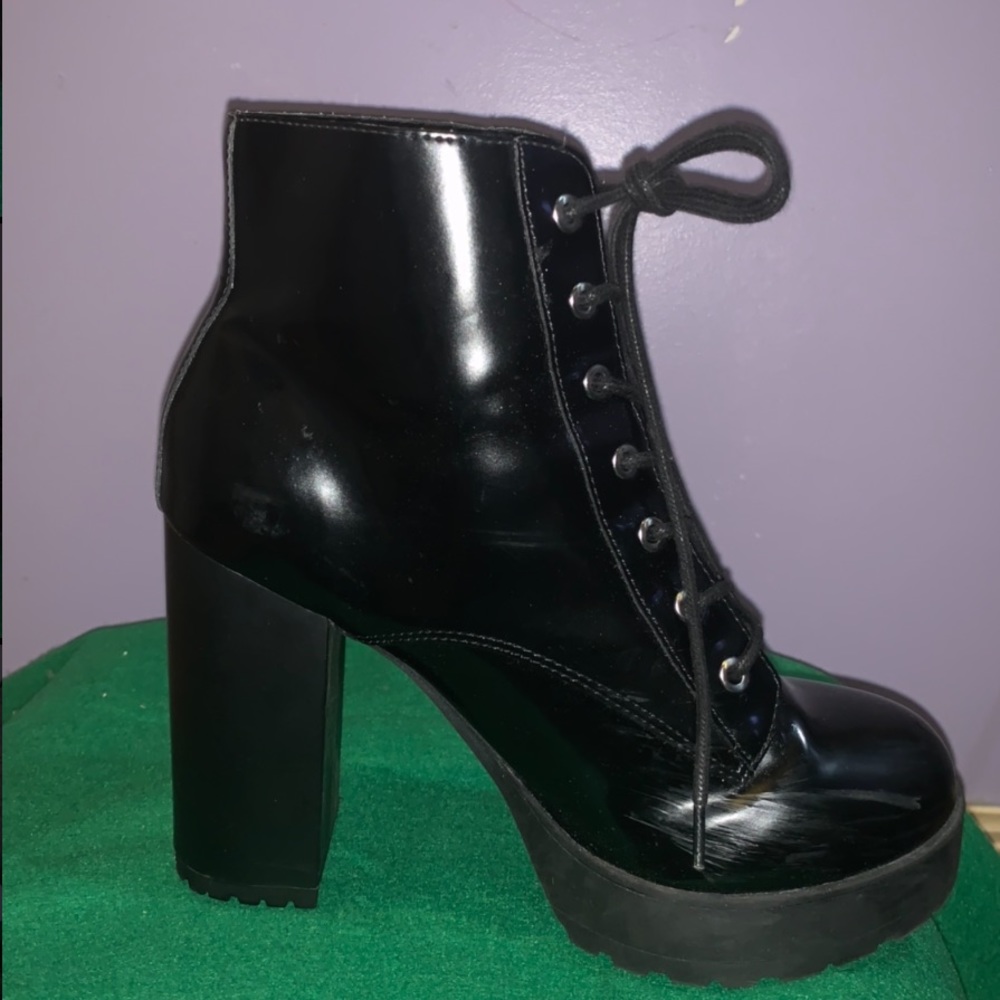 H&M Platform Faux Leather Lace Up Bootie